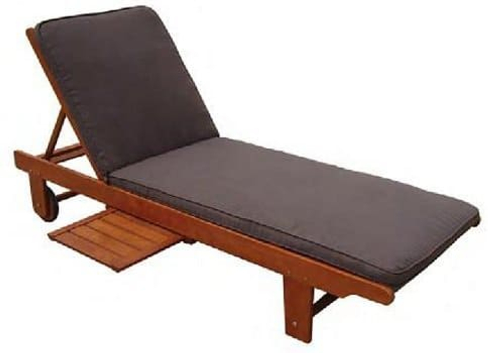 Шезлонг деревянный с матрасом Tagliamento Slimline, натуральный, темно-серый