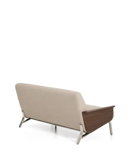 Двухместный диван Amsen, светло-коричневый с подлокотниками из шпона ореха