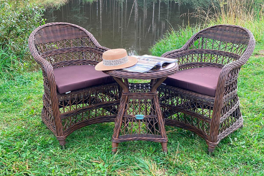 Комплект плетеной мебели МОККА LORETO (стол кофейный круглый, 2 кресла), Бронзовый