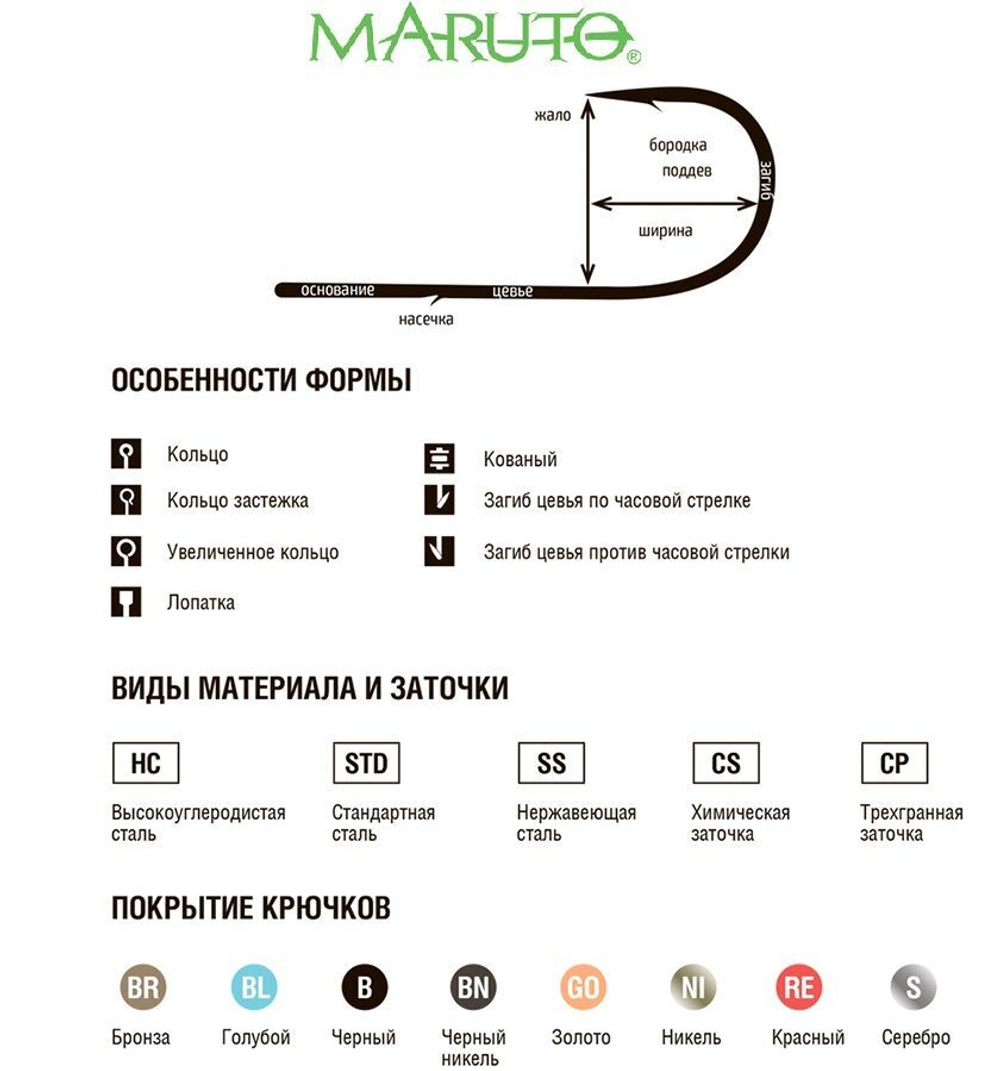 Крючки для рыбалки карповые Maruto 9354 BN №04 упк по 10шт