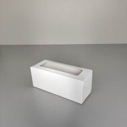 Коробка для макарон на 5шт с ложементом и окном белая