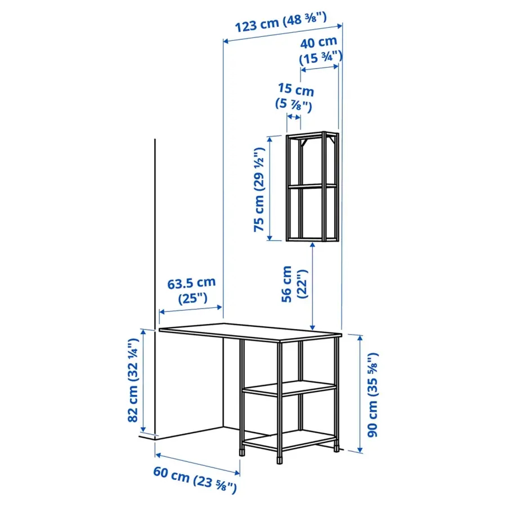 Комбинация для ванной - IKEA ENHET, 101.5х63.5х222 см, белый, ЭНХЕТ ИКЕА