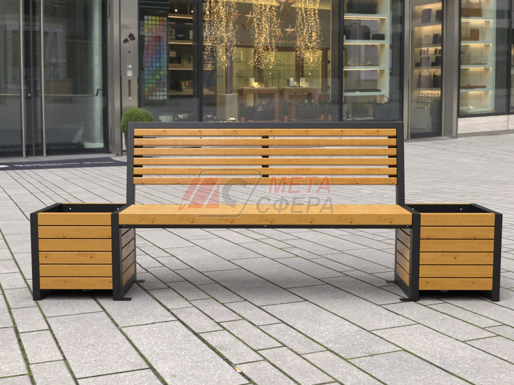 Скамейка Бонжур с 2 цветочницами