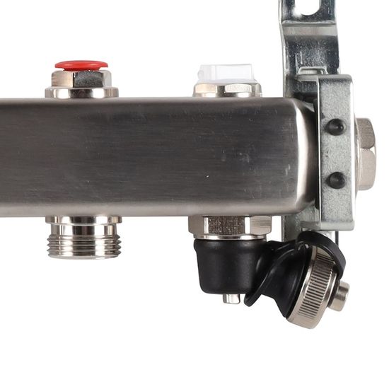 Коллектор Rommer 1"x3/4" на 10 контуров с запорными клапанами (нерж. сталь) RMS-3201-000010