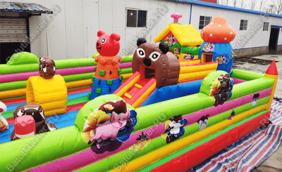Коммерческий надувной батут "Маша и Миша" 10*6*3 м