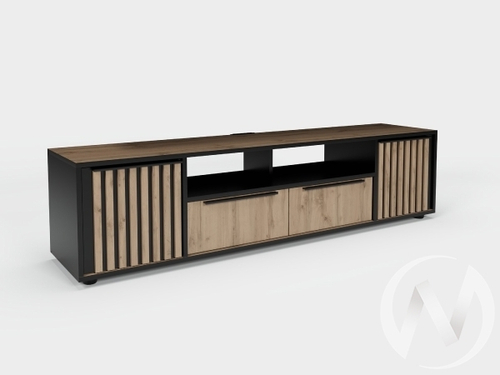 Тумба под ТВ сек. №15 НКМ Аэлита (черный/дуб вотан)