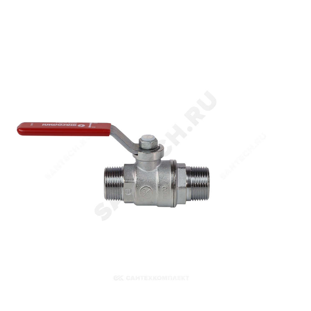 Кран шаровой латунь хром R253DL Ду 32 Ру42 НР рычаг красный Giacomini R253LX006