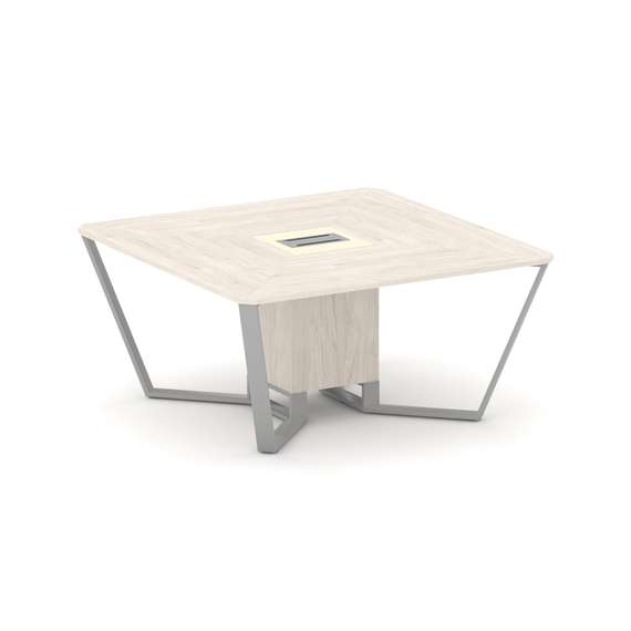 Steel Meet Стол переговорный квадратный KM-PR.B.SP-08 Денвер Светлый/Ваниль Глянец/Металл Серый 1600