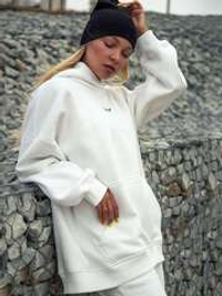 Худи женское оверсайз с начесом basis Молочный