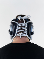 Шлем боксерский LEADERS LS ULTRA с бамперной защитой BL/SIL  кожа, синий тёмный/серебристый