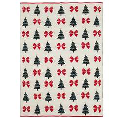 Плед из хлопка с новогодним рисунком christmas bows из коллекции new year essential, 130x180 см