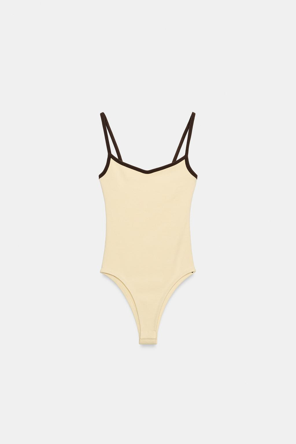 ZARA БОДИ С КОНТРАСТНЫМИ ВСТАВКАМИ, КОРИЧНЕВЫЙ/ЭКРЮ