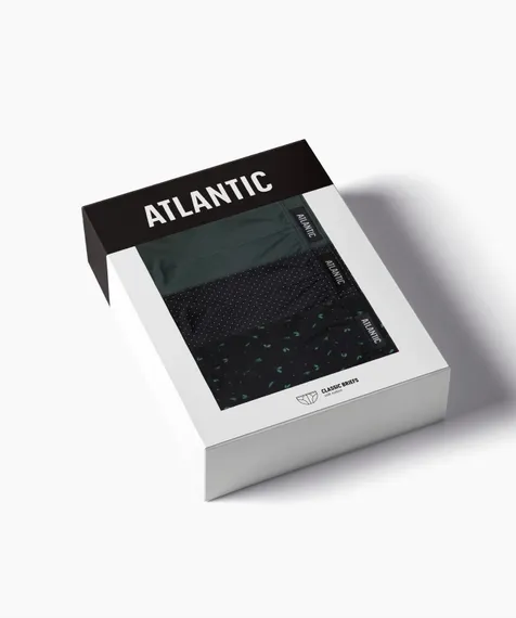 Мужские трусы (3шт) слипы спорт Atlantic 3MP-178, хлопок, черный + изумрудный + черный