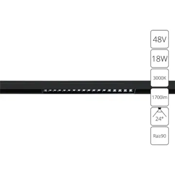 Магнитный трековый светодиодный светильник 18W 3000K A4675PL-1BK черный Linea Arte Lamp