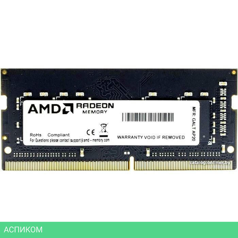 Оперативная память AMD Radeon R9 Gamers Series 16GB SODIMM PC4-25600 (R9416G3206S2S-UO)