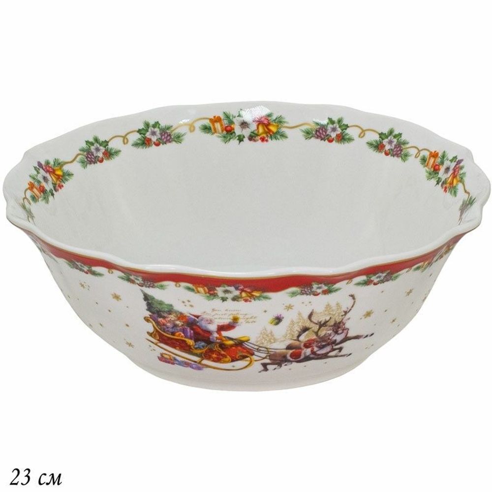 Lenardi 205-309 Салатник 23x8см НОВЫЙ ГОД в под.уп.(х18)Фарфор