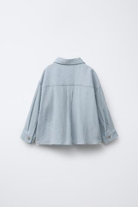ZARA РУБАШКА В ПОЛОСКУ ИЗ РЕЛЬЕФНОЙ ТКАНИ, ПОЛОСКИ