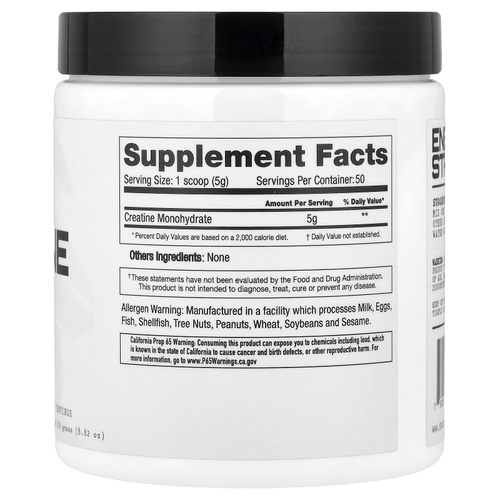 Project 1 Nutrition, моногидрат креатина, без добавок, 250 г (8,82 унции)