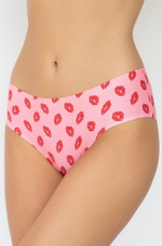 Оригинальные трусики с принтом в виде губ (Размер: S) (Цвет: розовый)