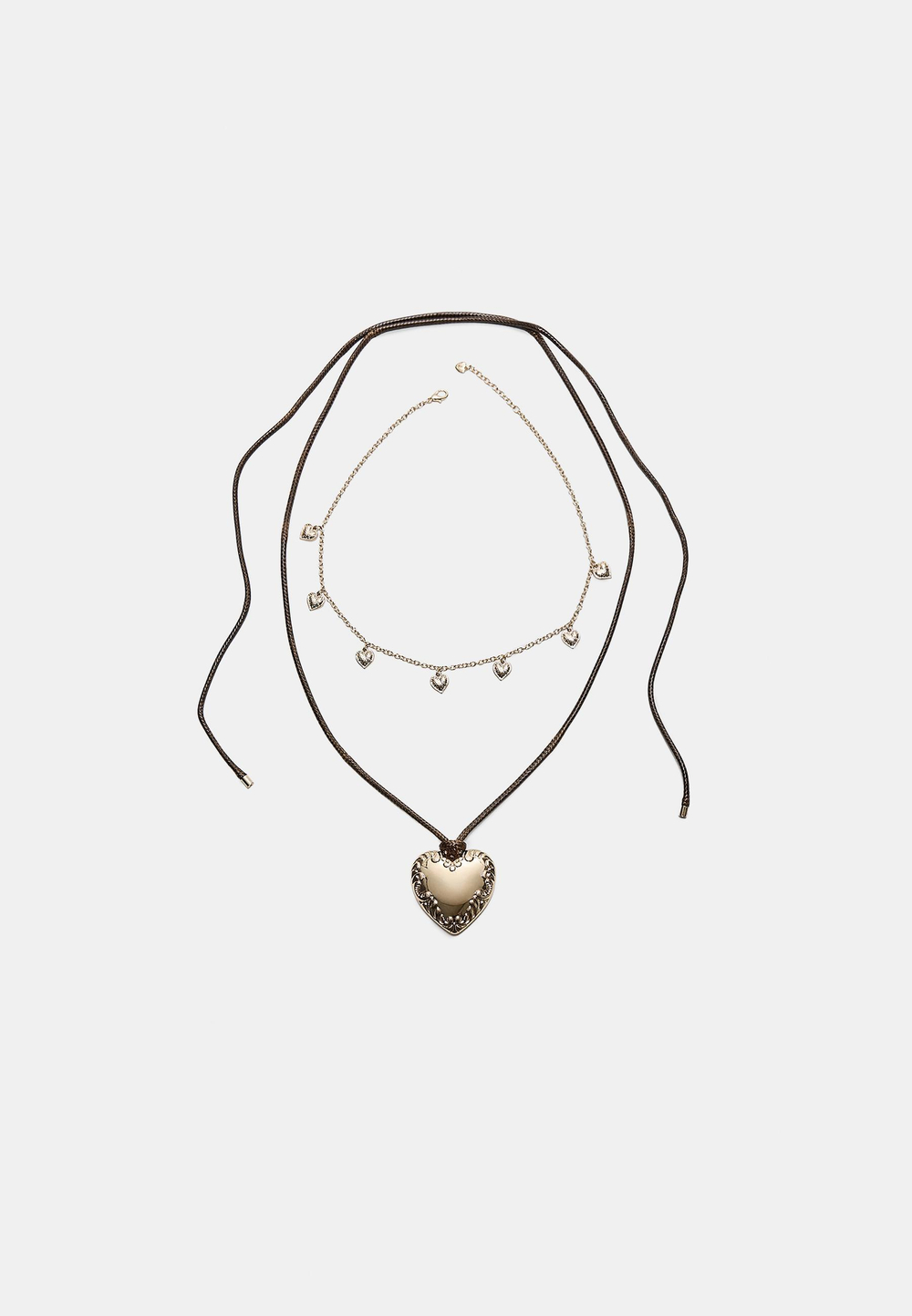 STRADIVARIUS Набор из 2 ожерелий в форме сердца, золотой
