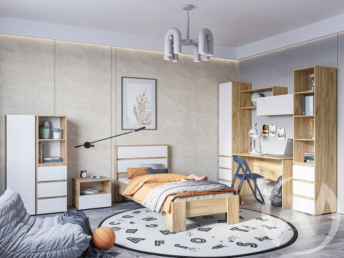 Детская "Хелен" (дуб крафт золото/белый шагрень)