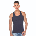 Темно-синяя мужская майка из хлопкового полотна (Размер: XL) (Цвет: темно-синий)