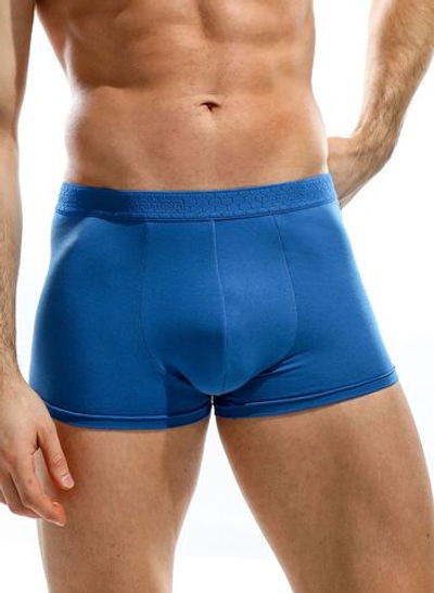 Мужские трусы-боксеры с фактурной широкой мягкой резинкой (Размер: L) (Цвет: синий)