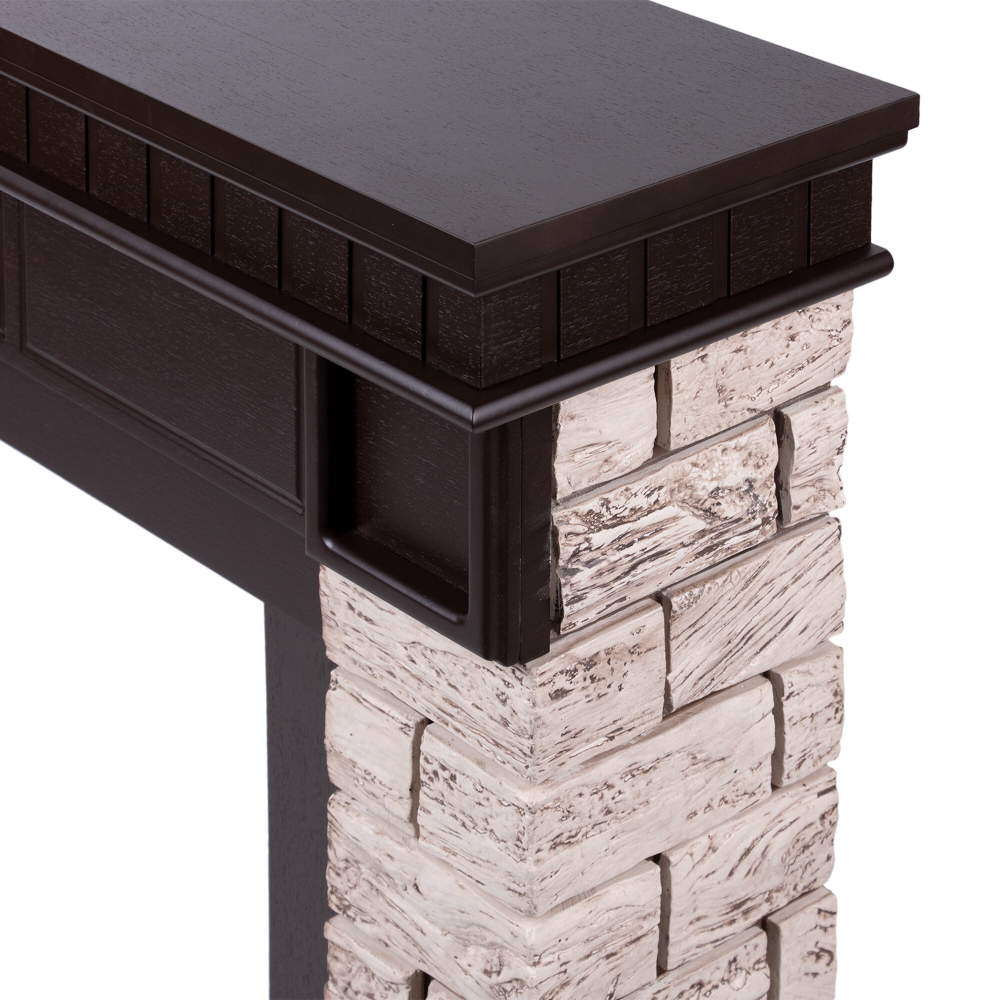 Портал Firelight Bricks Wood Classic камень коричневый, шпон темный дуб