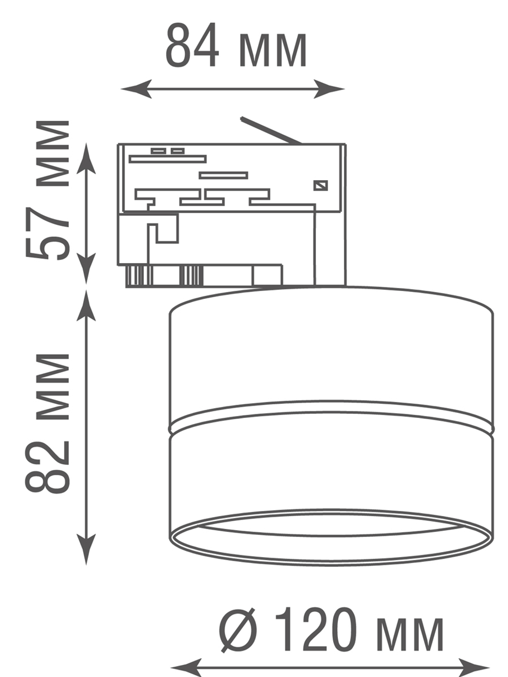 Светодиодный светильник для трехфазной шины, 18Вт