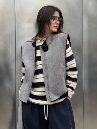 Молочный джемпер-поло в полоску WAIT MORE