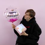 Комплект трубочка и зажим для сферы 3D, 60 см, Прозрачный, 50 шт.