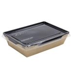Контейнер бумажный Crystal Box 500мл без крышки 165х120х45мм, Double крафт/черный с прямым дном