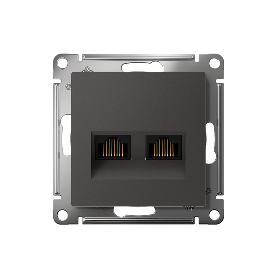 Розетка компьютерная 2-м AtlasDesign RJ45+RJ45 кат.5E механизм базальт SE ATN001485