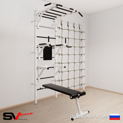 Шведская стенка Sv Sport усиленная 6260 (Турник рукоход/Брусья/Стойка/Скамья/Канатный лаз)