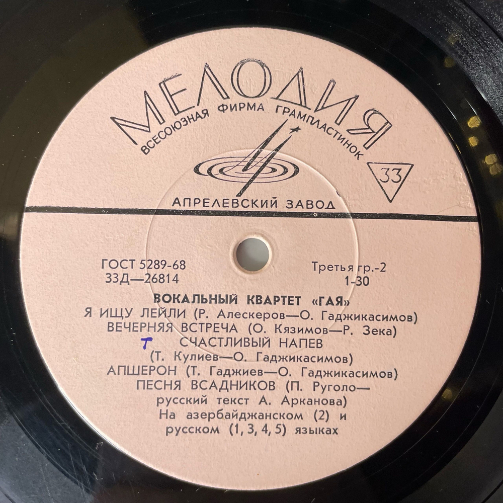 Винтажная виниловая пластинка LP Вокальный Квартет Гая, Удивительная Жизнь (СССР 1969)