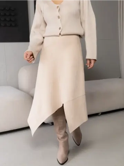 Юбка замшевая трапеция миди