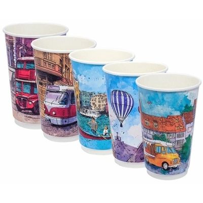 Стаканы бумажные двухслойные 400/473мл DW16 "Биг Сити Лайф" (18/360шт)