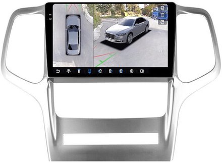 Магнитола для Jeep Grand Cherokee WK2 2010-2013 - FarCar BX9-360-9568 монитор 9.5" 2K QLED на Android 13, 6Гб+128Гб, CarPlay, 4G SIM-слот, 4 камеры в комплекте