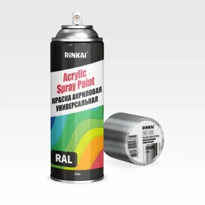 Краска аэрозольная, акриловая, многоцелевая, цвет хром , 520мл