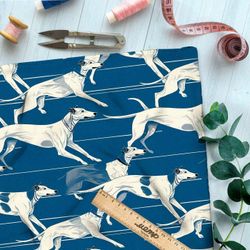 Ткань премиум бифлекс гончие на серо-голубом