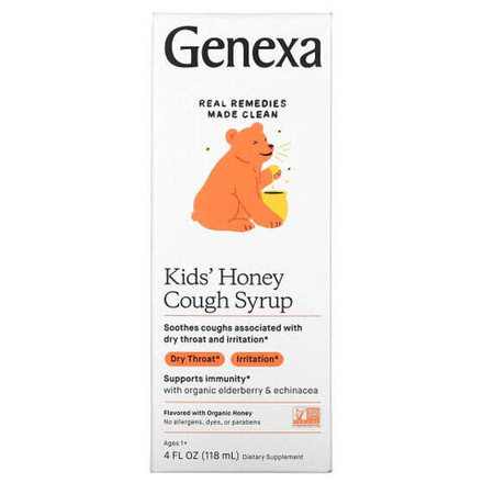 Genexa LLC, Kid's Honey, сироп от кашля, для детей от 1 года, органический мед, 118 мл (4 жидк. Унции)