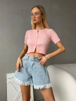Шорты джинсовые летние широкие короткие клеш бахрома