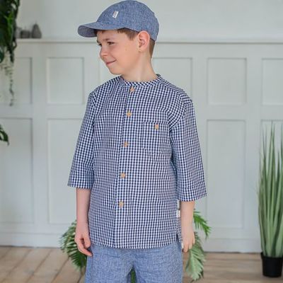 Checked cotton shirt - Deep Blue