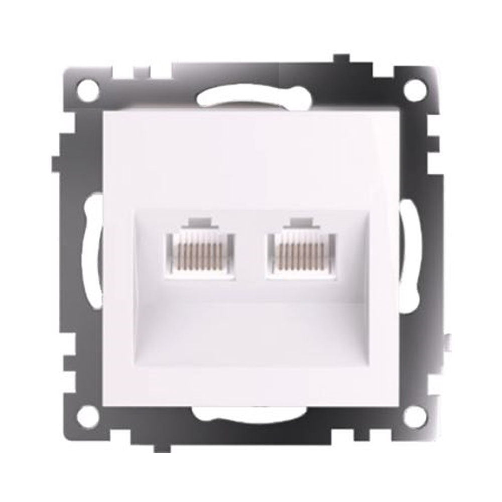 Розетка компьютерная 2-местная RJ-45 (механизм) STEKKER GLS00-7109-01 , серия Катрин, белый 50003