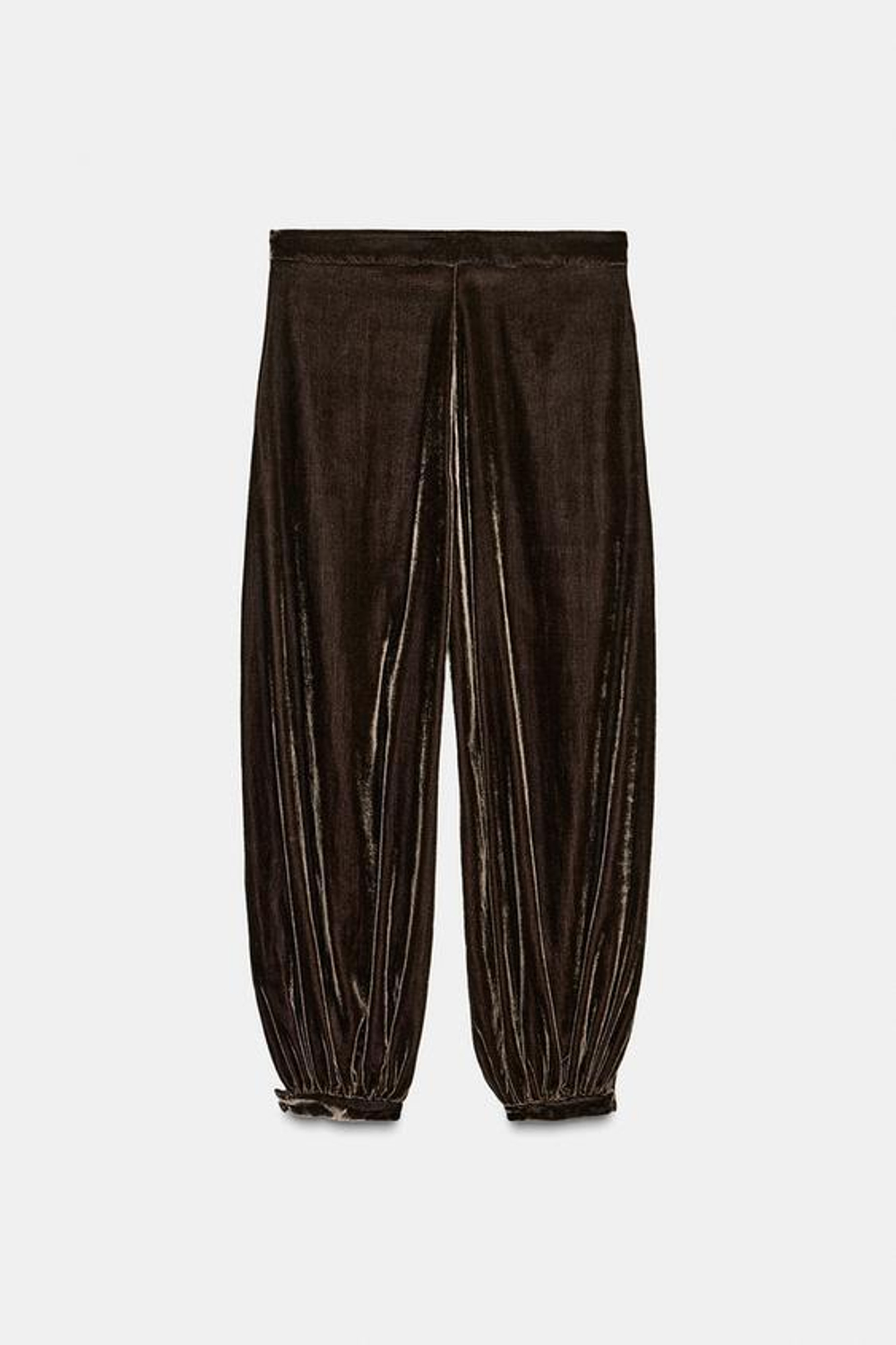 ZARA БАРХАТНЫЕ БРЮКИ-ГАЛИФЕ — ZW COLLECTION, КОРИЧНЕВЫЙ