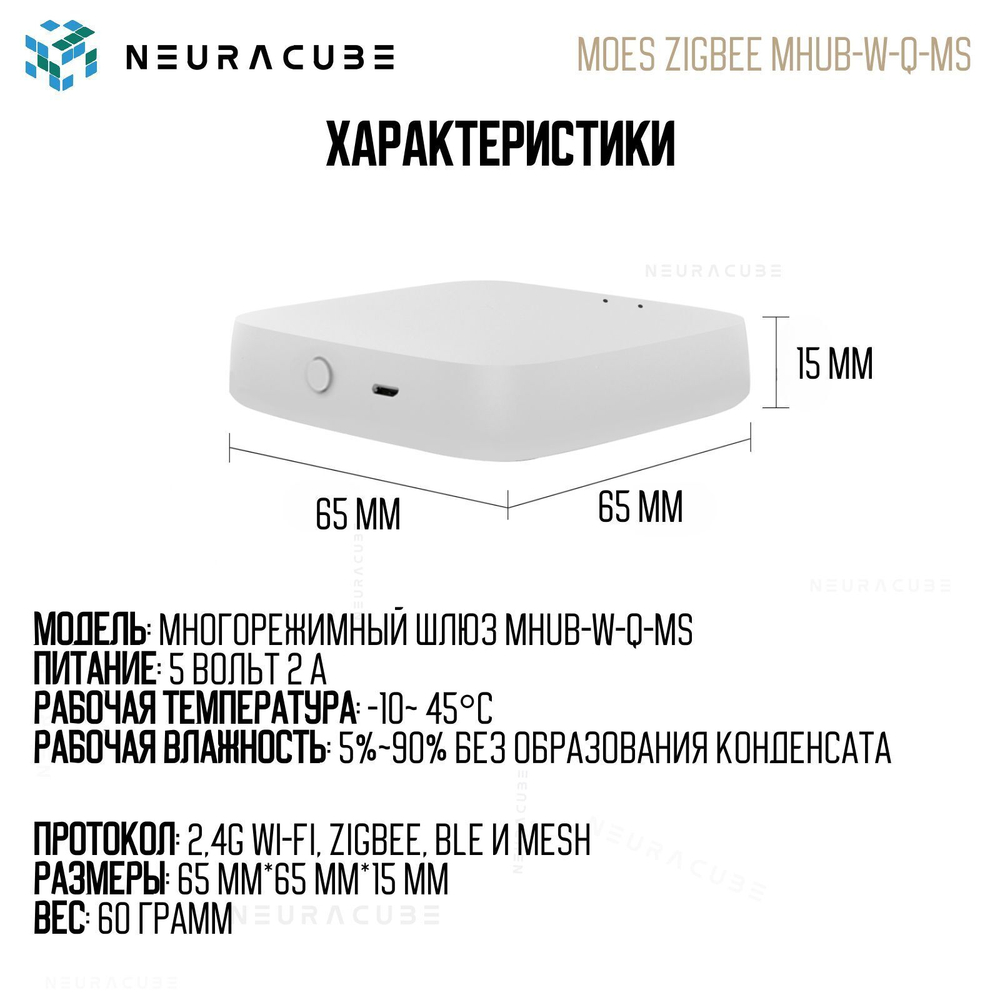 Мультипротокольный WiFi Шлюз MOES (Zigbee 3.0 + Bluetooth + Mesh) Работает с Яндекс Алиса, Сбер Салют