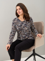 Лонгслив ЛНкл-080/черный-бежабстракция