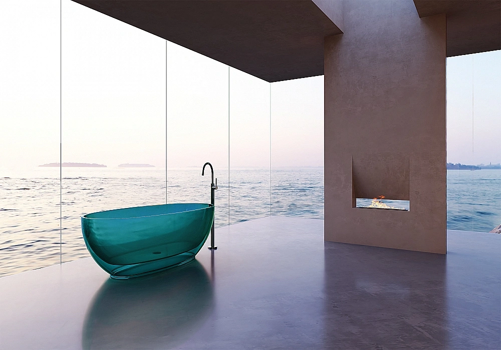 Ванна Abber Kristall AT9703Aquamarin 170x75 бирюзовая прозрачная