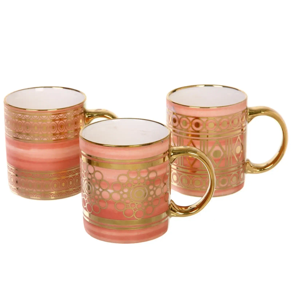 Кружка керамическая 350мл «Золотой узор», микс 4рисунка