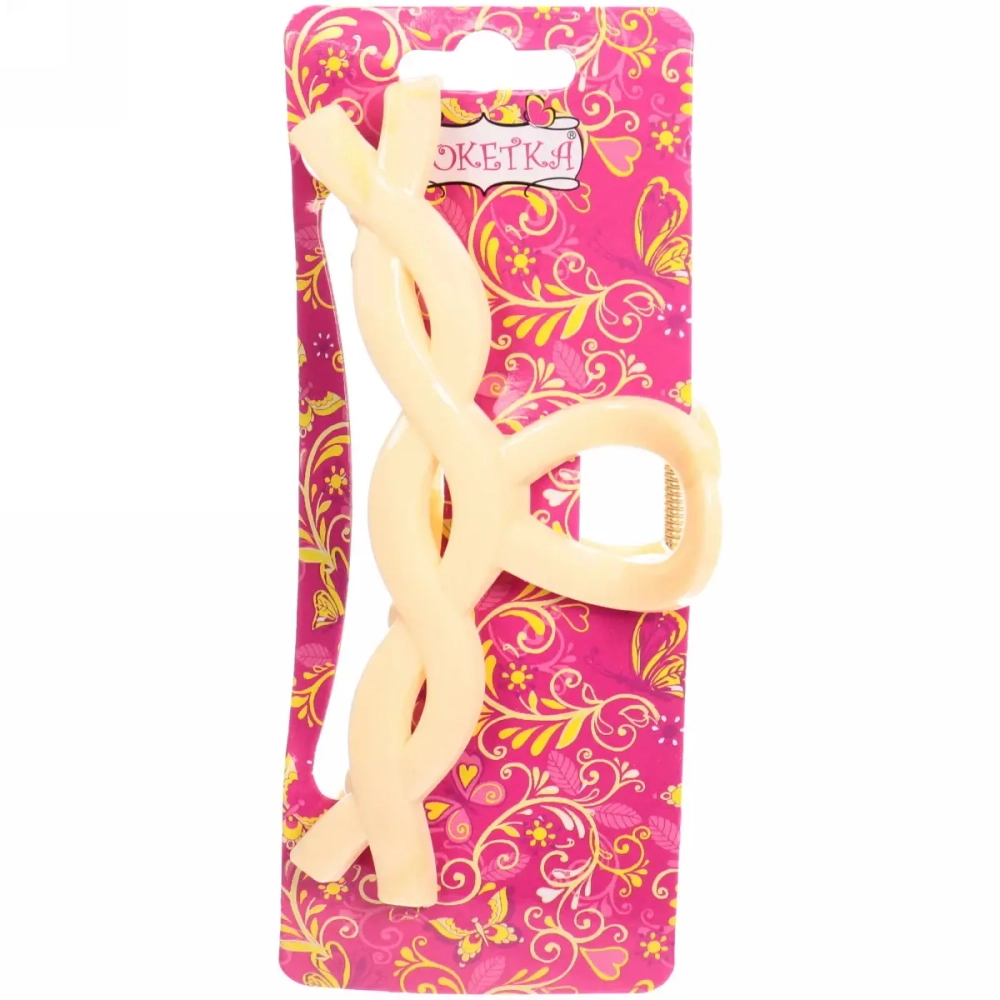 Заколка-краб для волос на блистере «Magic Gloss», косичка, микс 6 цветов, 11см